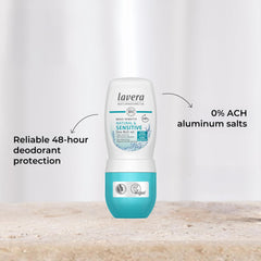 Lavera Deo Roll-On Basis sensitiv texture close-up shows smooth glide.