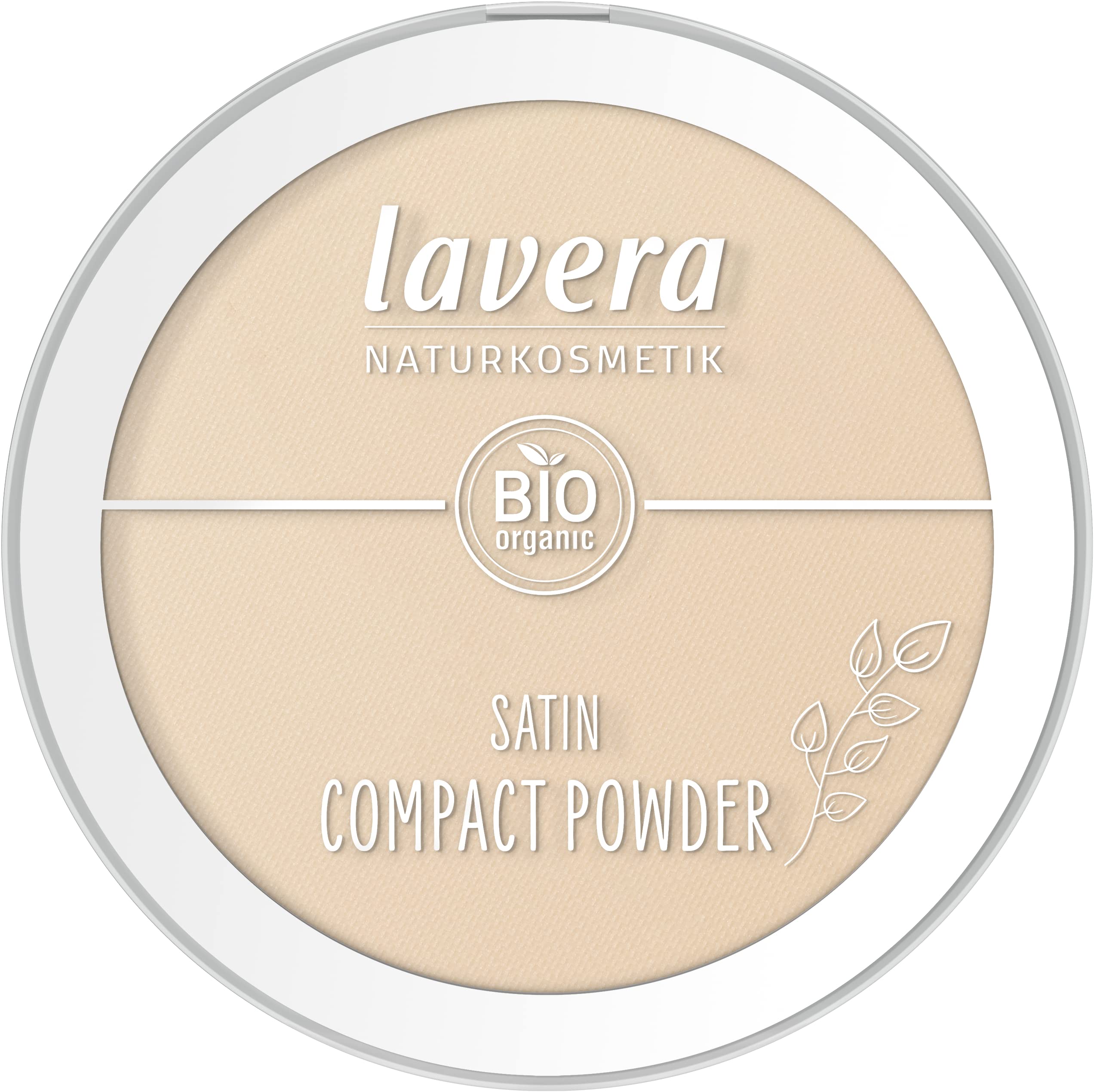 Lavera Satin Compact Powder Nude 02 close-up reveals velvety, shine-control finish.