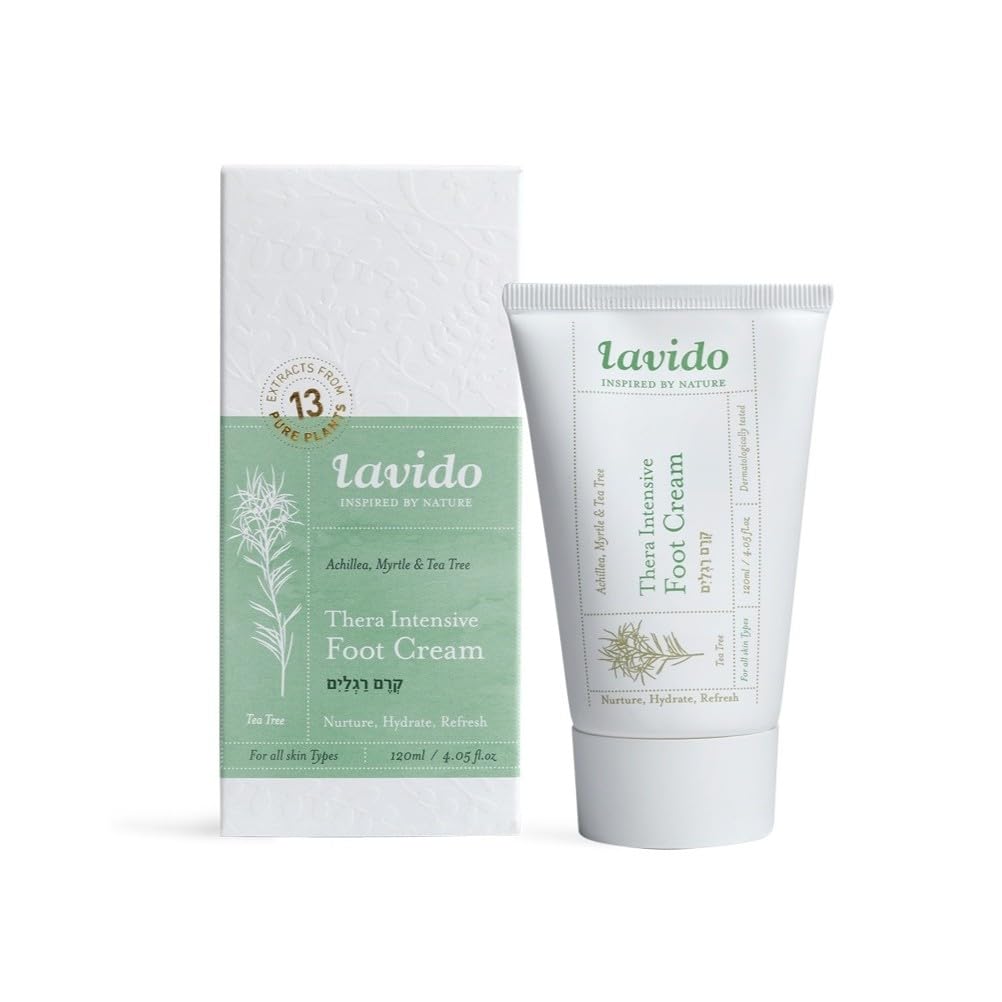 Lavido Natural Thera Intensive Foot Cream bottle, hydrating treatment for dry, cracked skin