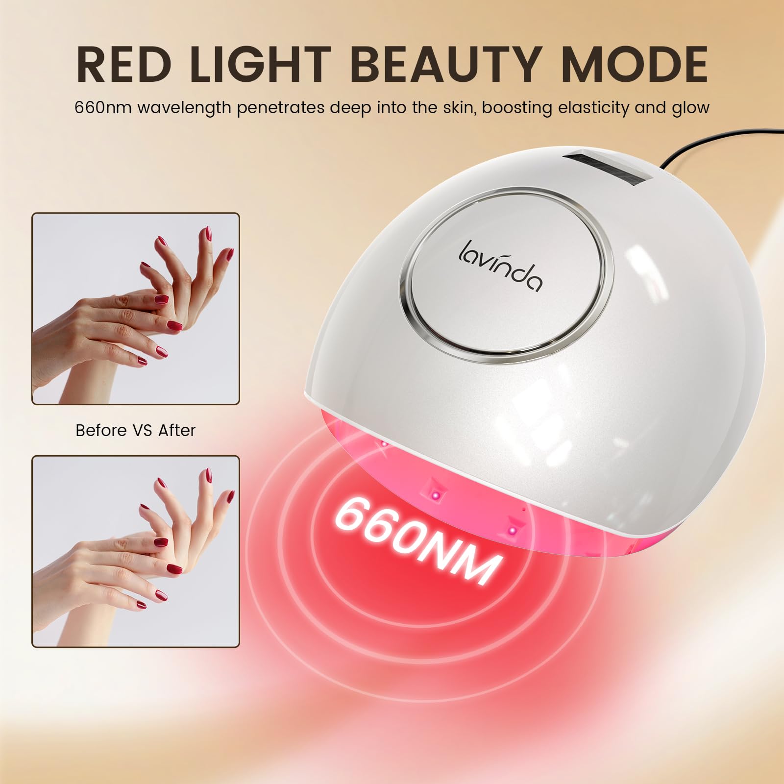 Lavinda 54W nail dryer supports quick cures for base coats and colors.