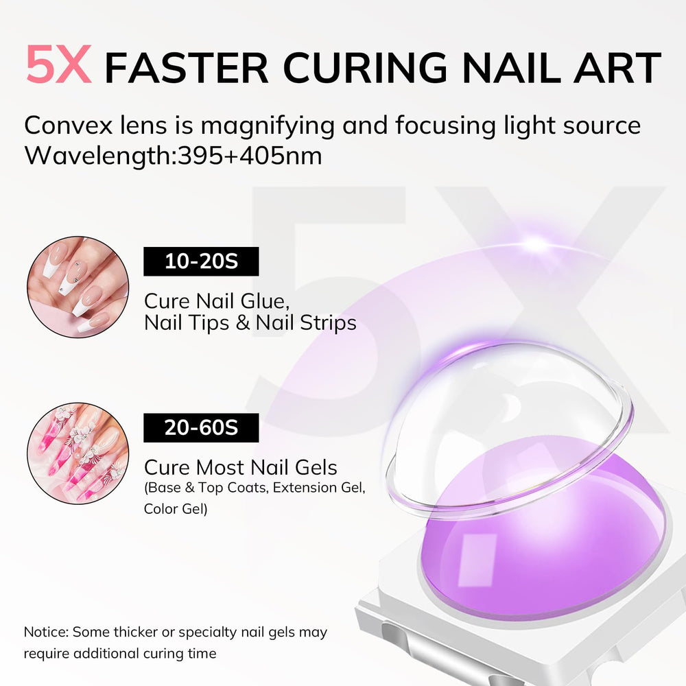 Lavinda mini nail lamp with LCD display for easy time tracking during manicures.
