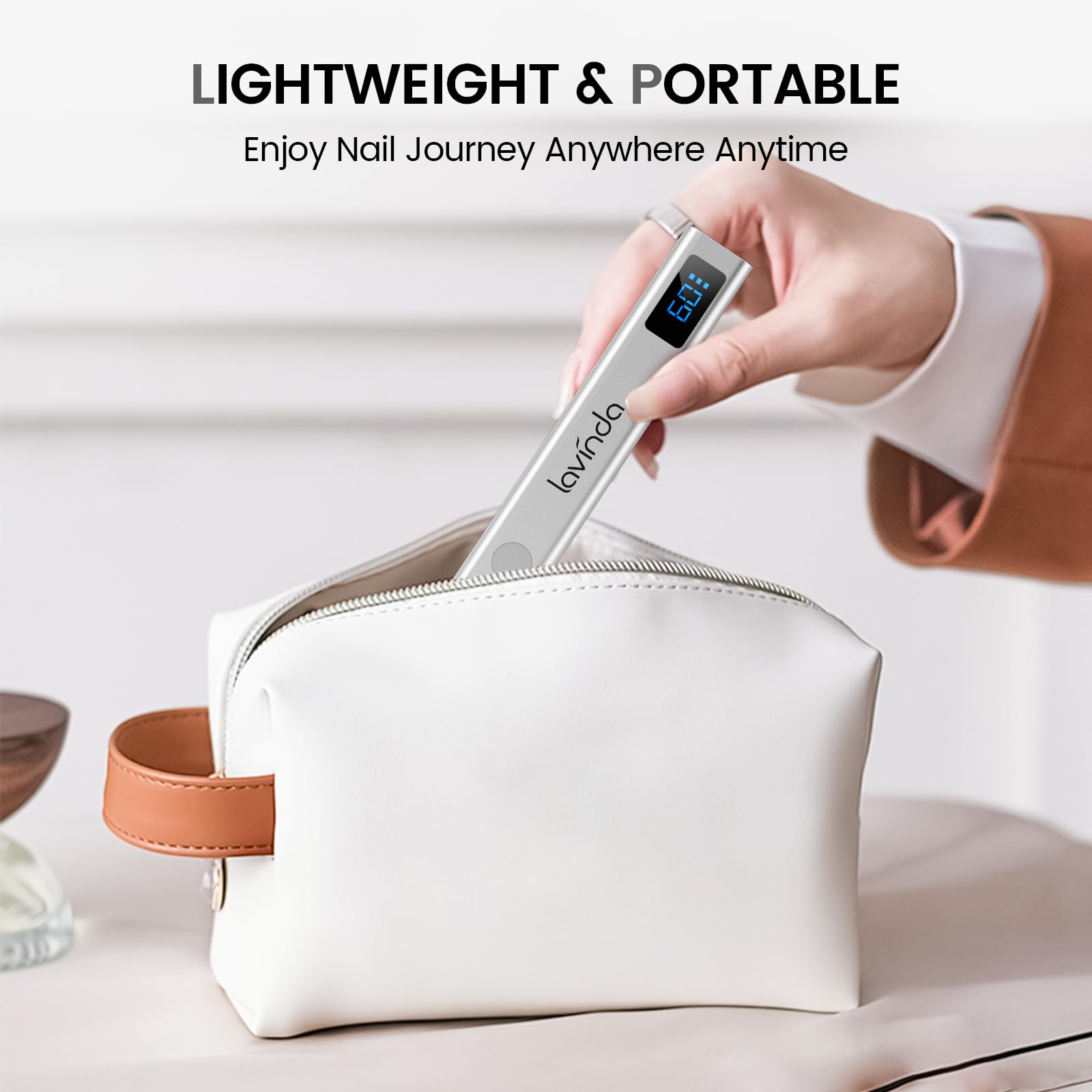 Lavinda single-finger curing for precise application on intricate designs.