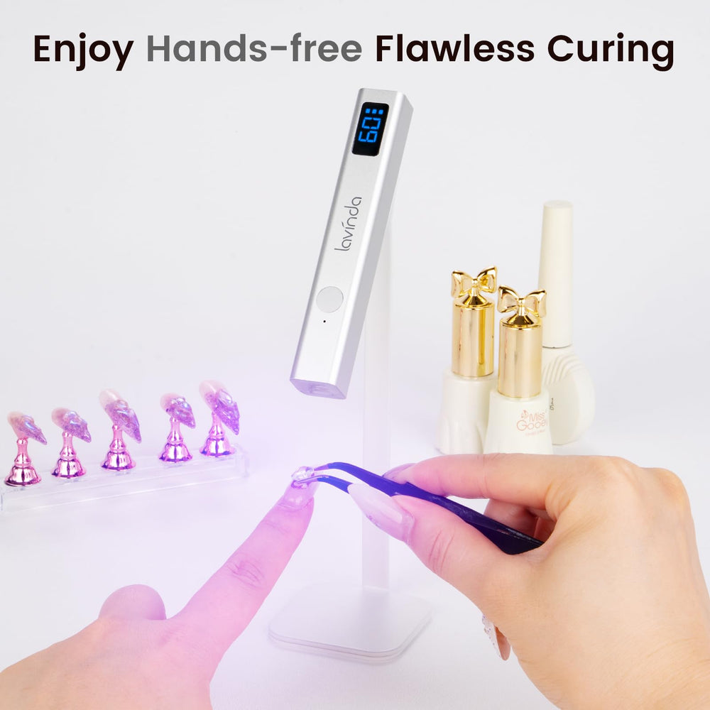 Lavinda dual-mode timer 20s and 60s for versatile gel polish curing.