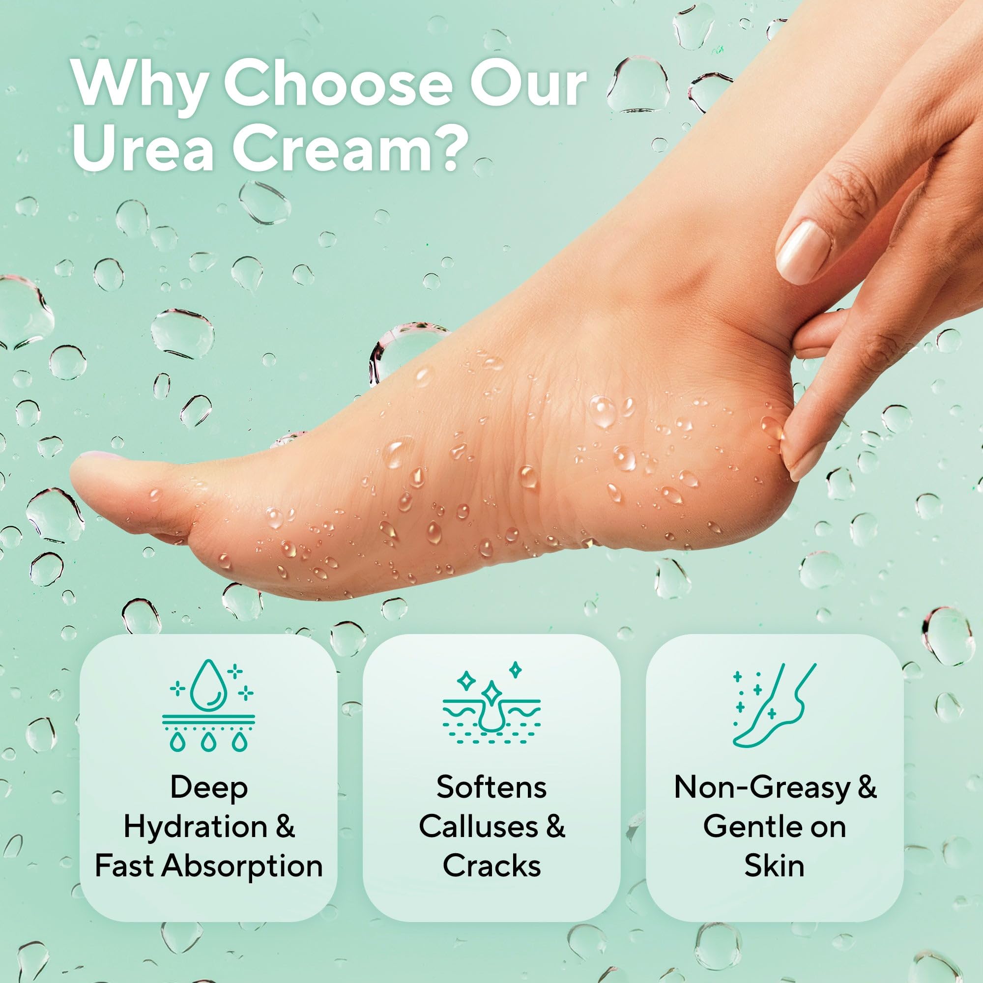 Lavinso Urea Cream being applied to dry feet for deep moisturization.