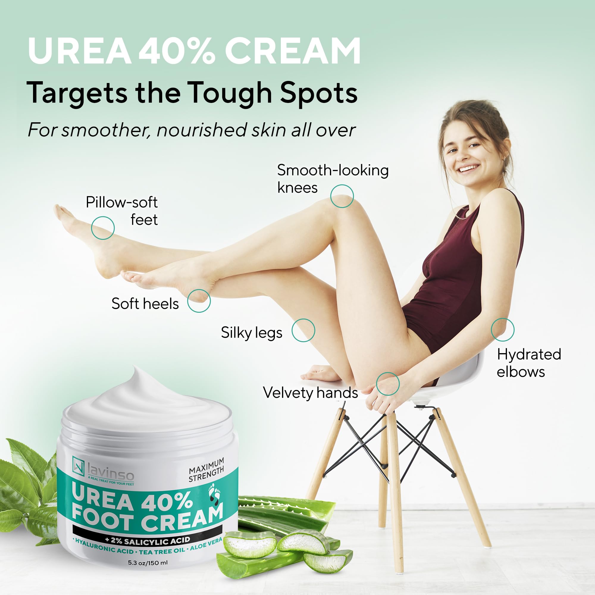 Lavinso Urea Cream features a non-greasy, fast-absorbing texture.