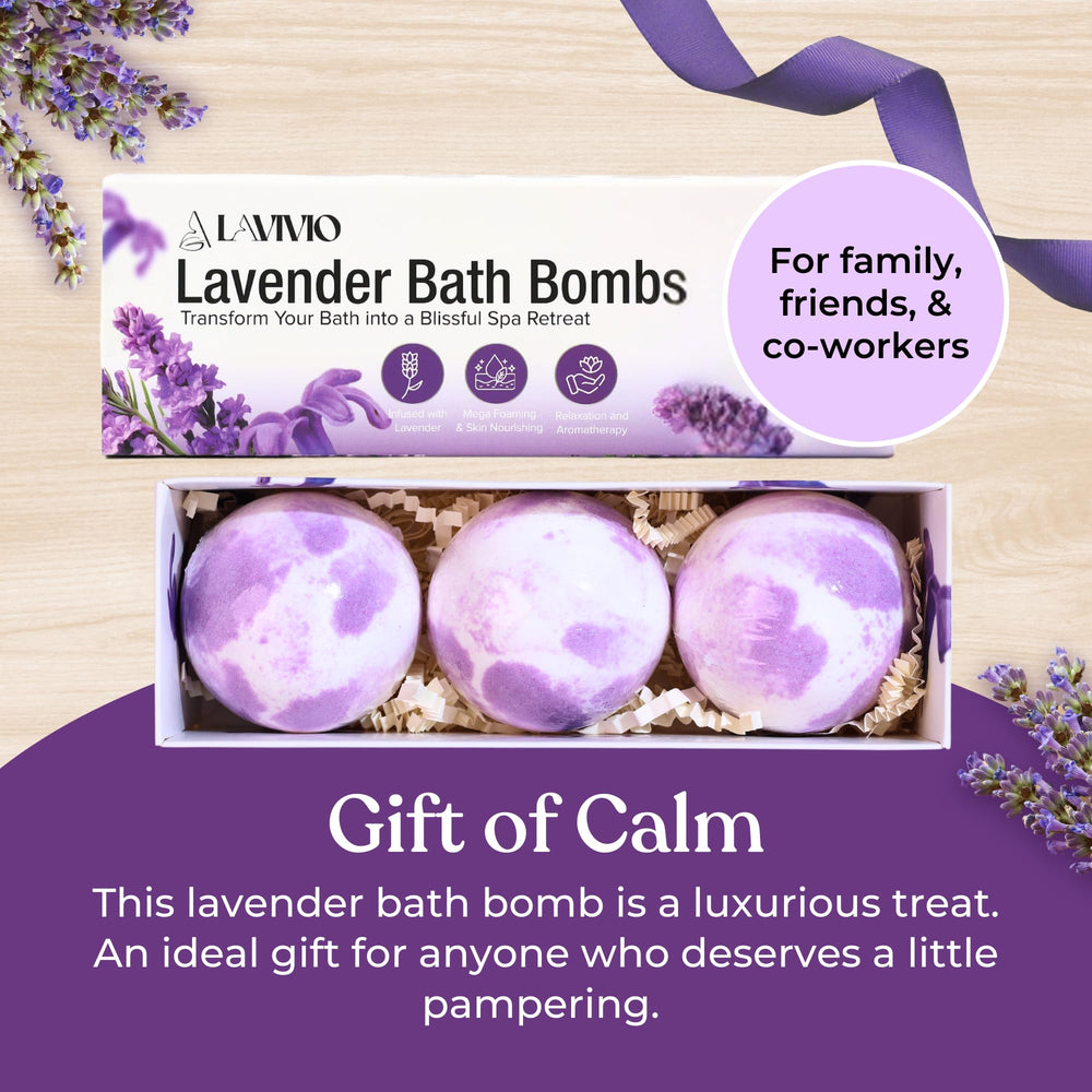 Lavivio lavender bath bomb dissolving in water with rich foam.