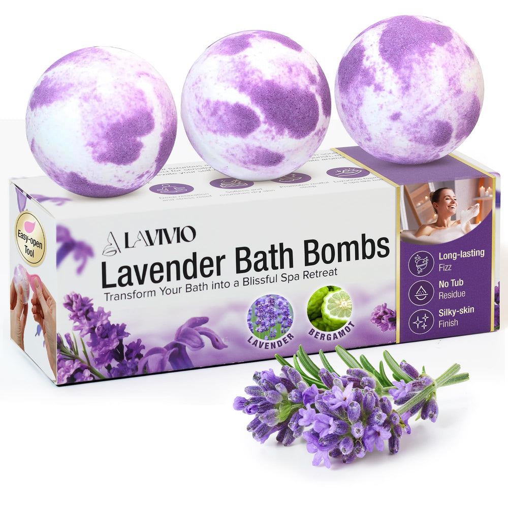Lavivio lavender bath bomb package ready for gifting and relaxation.