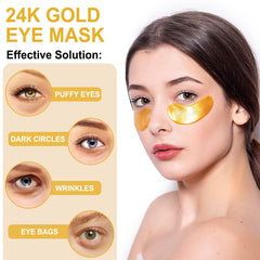 LAVONE 24K gold under-eye patches close-up for radiant-looking under-eye area.