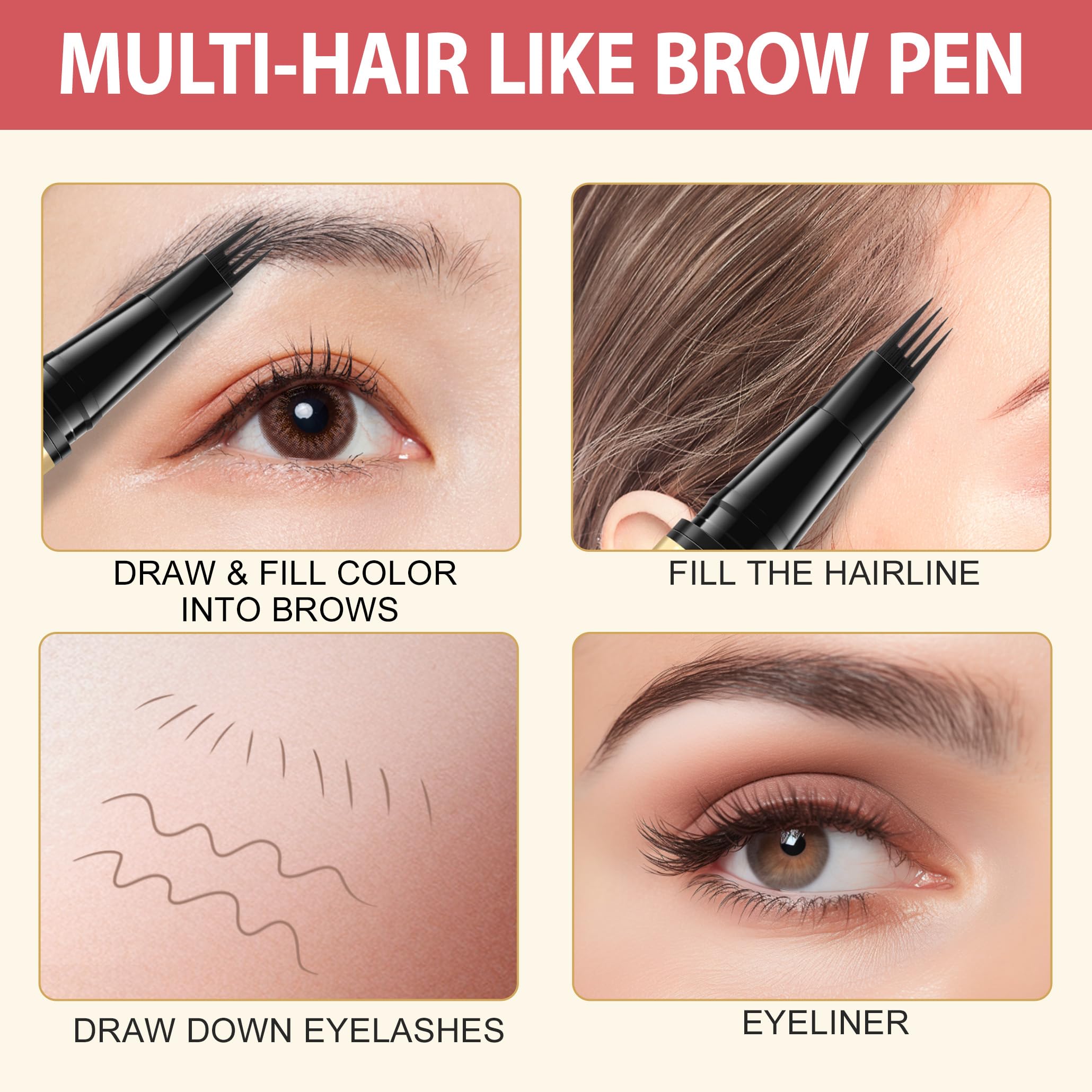 LAVONE Eyebrow Pen natural-stroke look helps fill sparse areas.