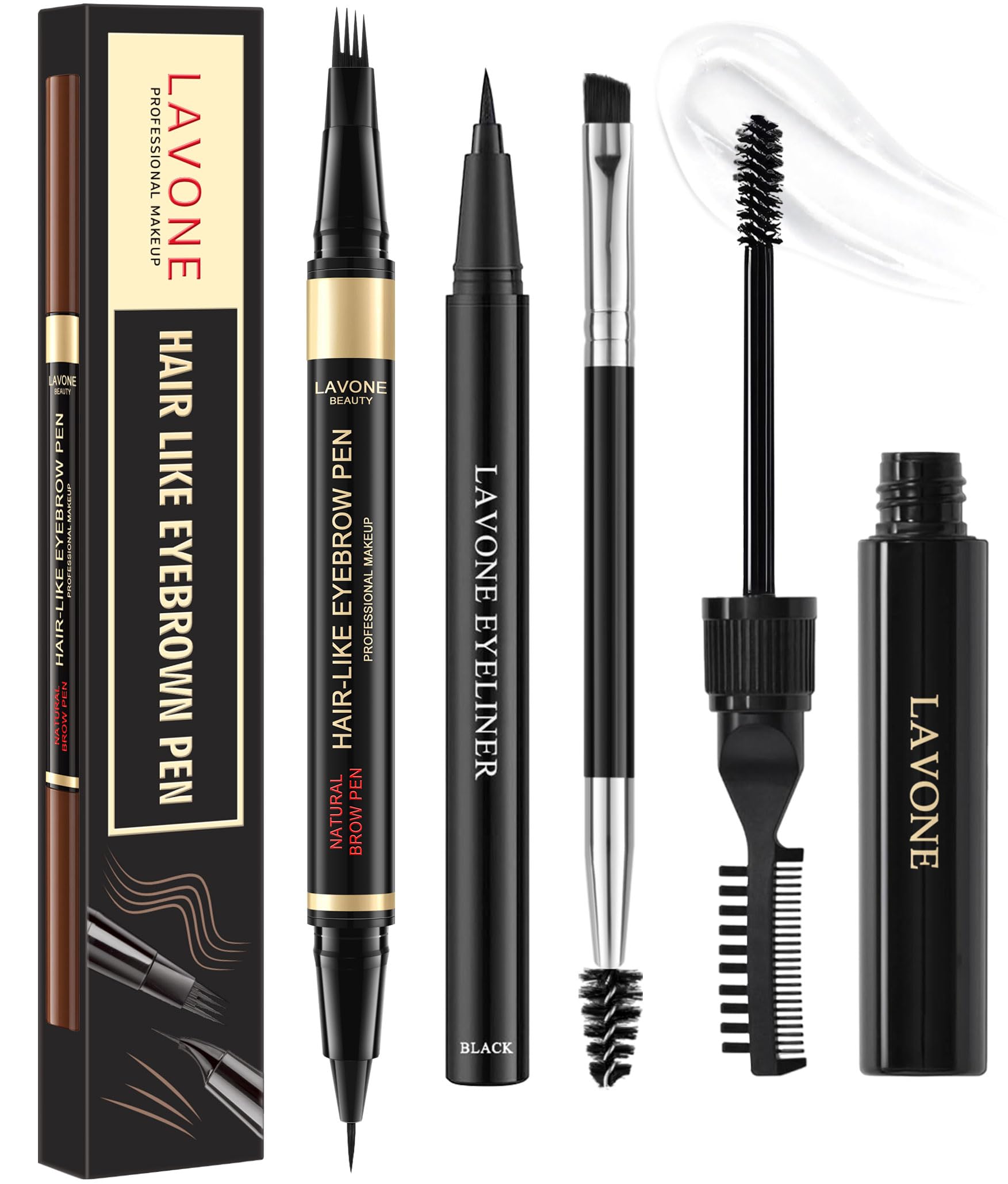 LAVONE eyebrow pencil kit with microblading-stroke precision for natural-looking brows