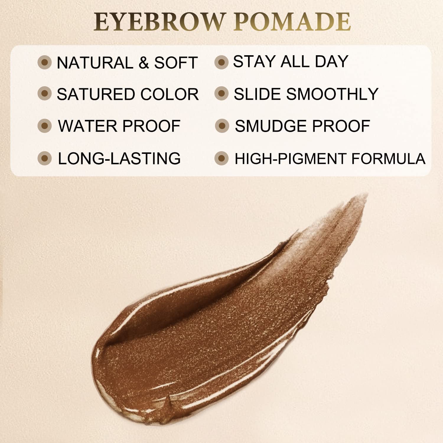 LAVONE eyebrow pomade in use with precise brush delivering even pigment on brows.