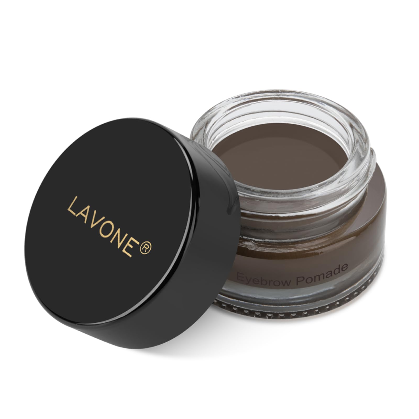 LAVONE Eyebrow Pomade compact jar close-up for long-lasting hold