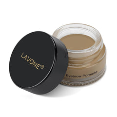 LAVONE Eyebrow Pomade jar demonstrates waterproof formula for lasting hold.