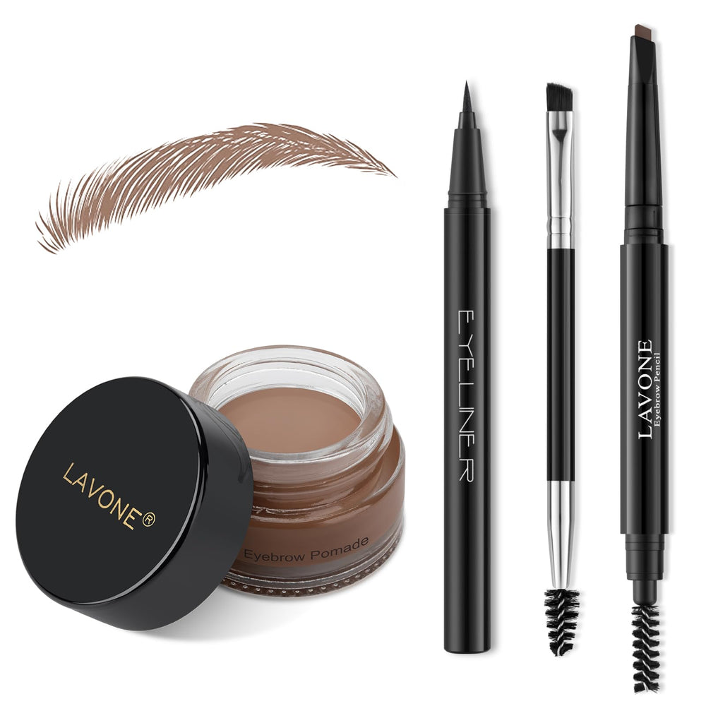 LAVONE eyebrow stamp kit ash brown packaging ready for quick on-the-go brow shaping.