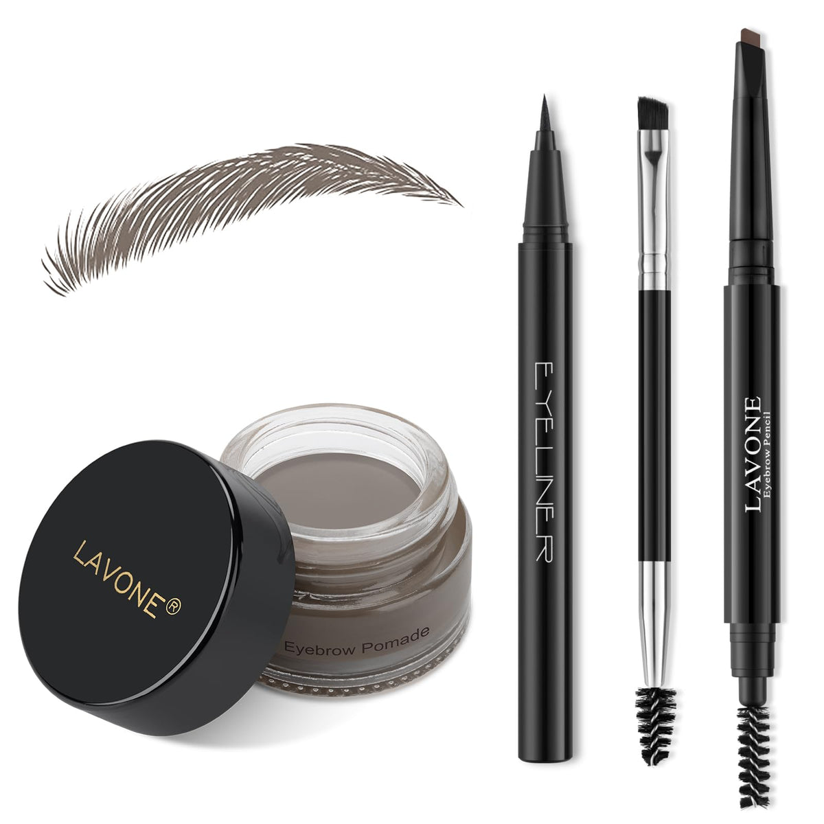 LAVONE eyebrow stamp kit in grey for quick symmetric brows all day