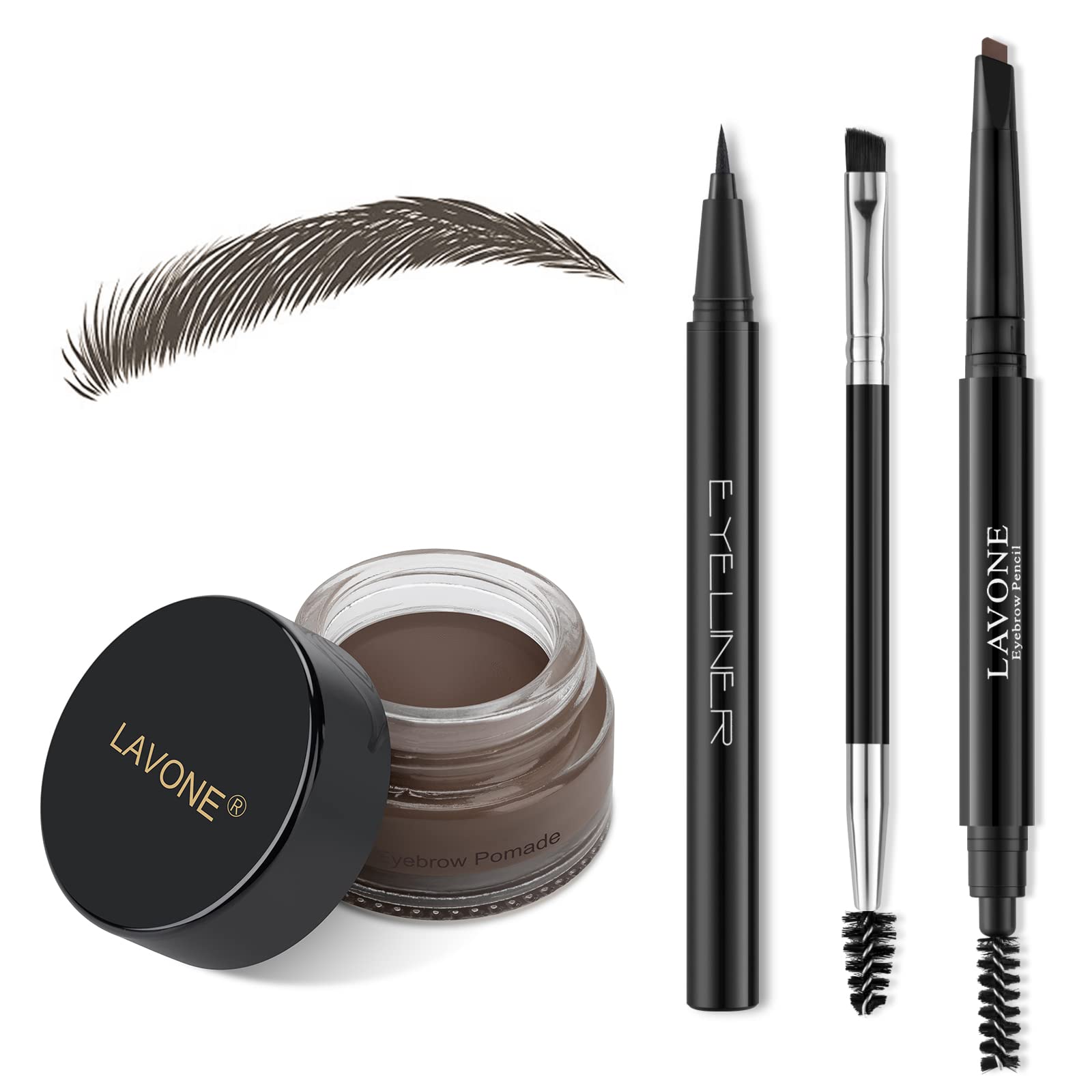 LAVONE eyebrow stamp kit setup showing easy brow mapping