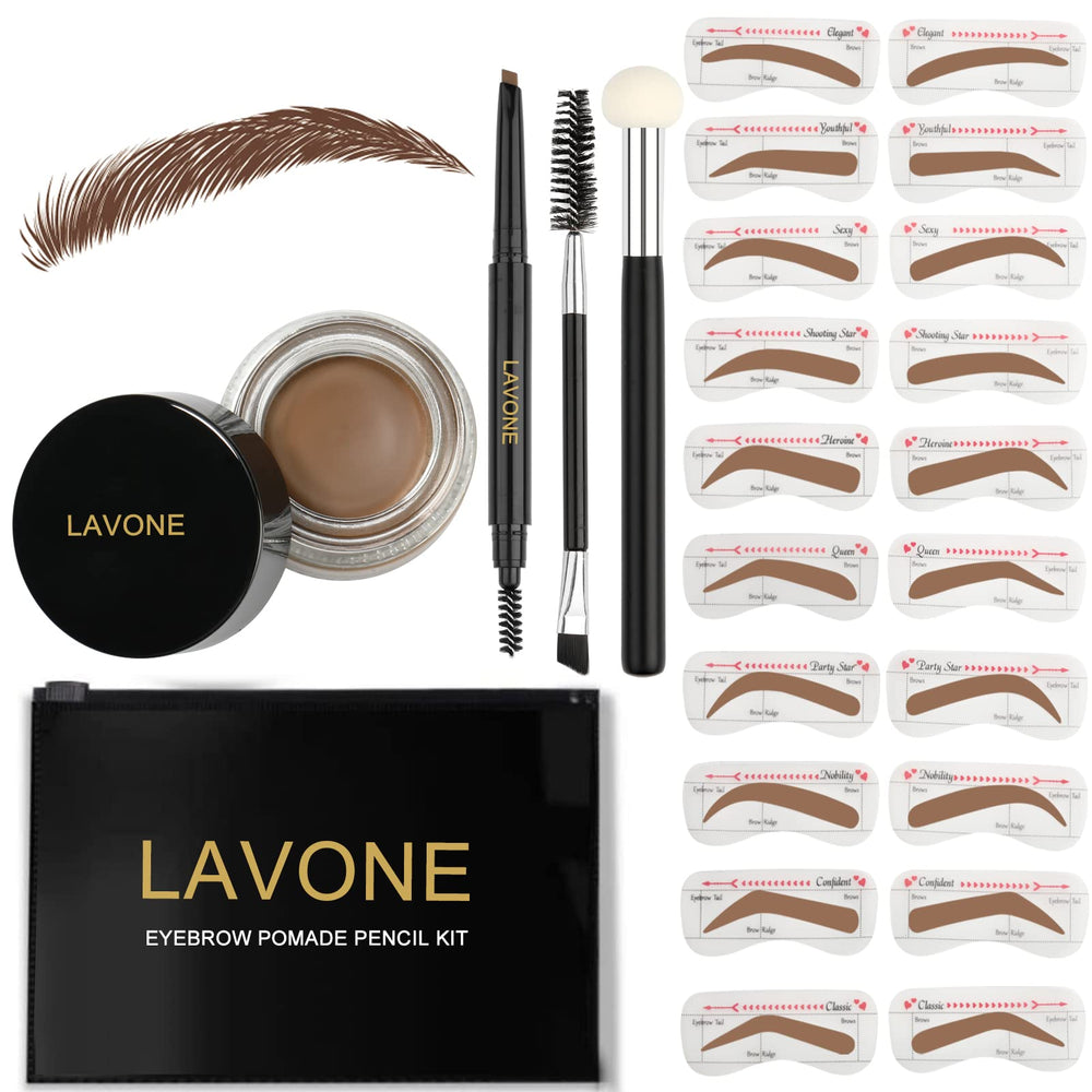 LAVONE eyebrow stamp kit for quick, precise brow definition.