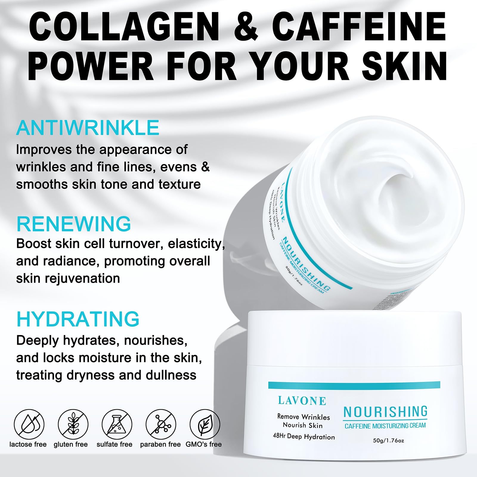 LAVONE Hyaluronic acid and ceramides illustration highlights deep hydration for dry skin