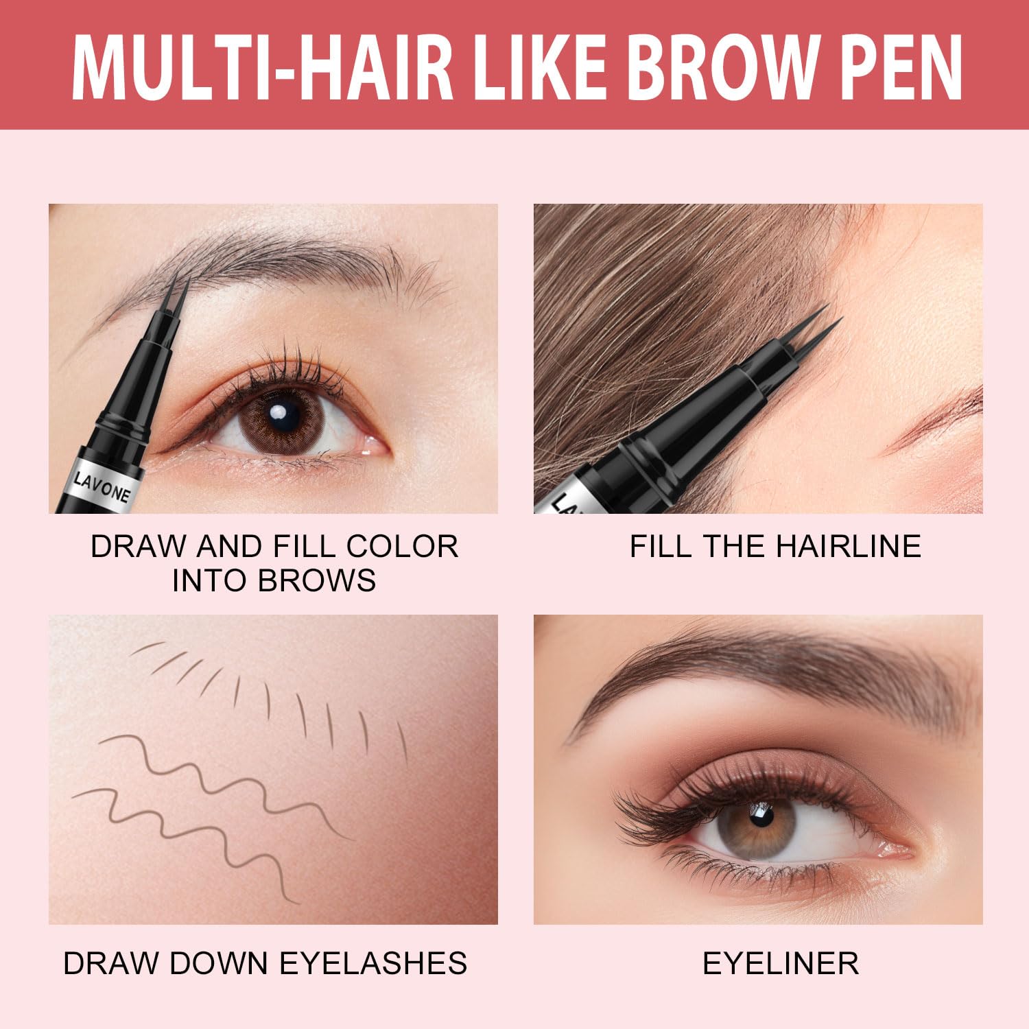 LAVONE long-lasting brow pen suitable for all-day wear.
