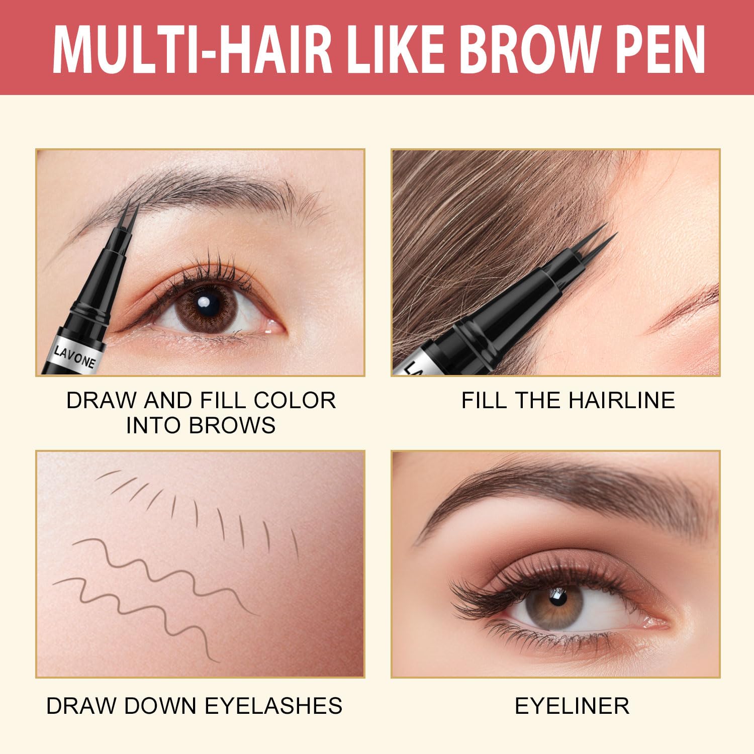 LAVONE natural brow look with defined arch.