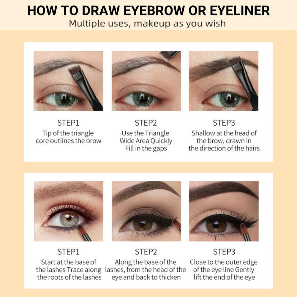 LAVONE natural brow look demonstration with subtle shading and depth.