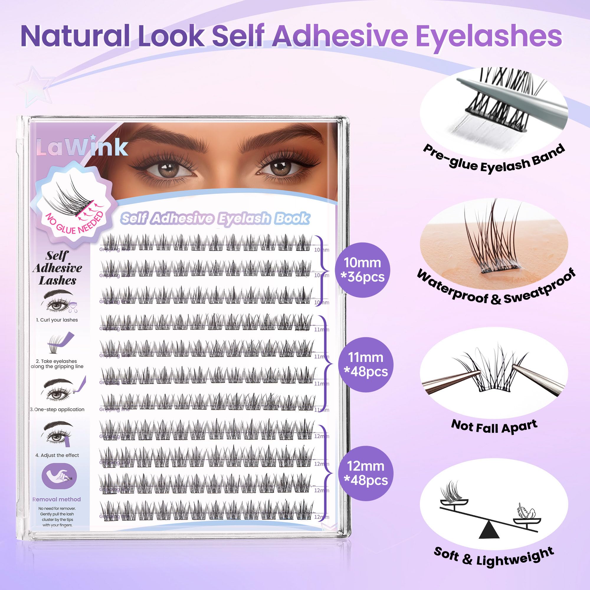 LAWINK CC-curly lashes close-up showing soft texture and flexibility.