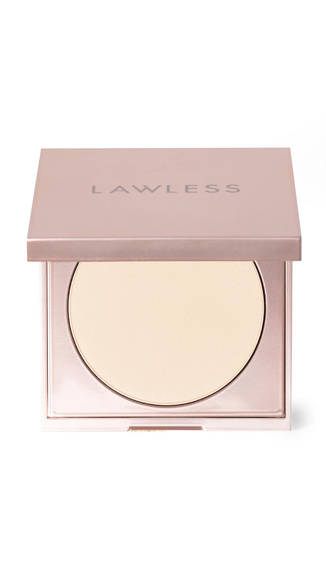 Lawless Banannie brightening powder compact close-up showing smooth, even skin finish