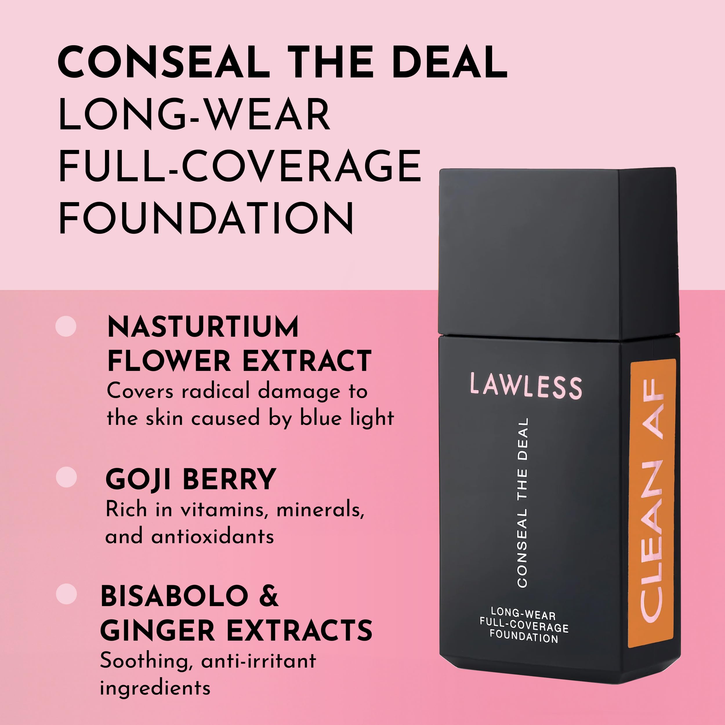 Lawless Conseal The Deal Camel pump closeup highlights the long-wear self-setting formula.