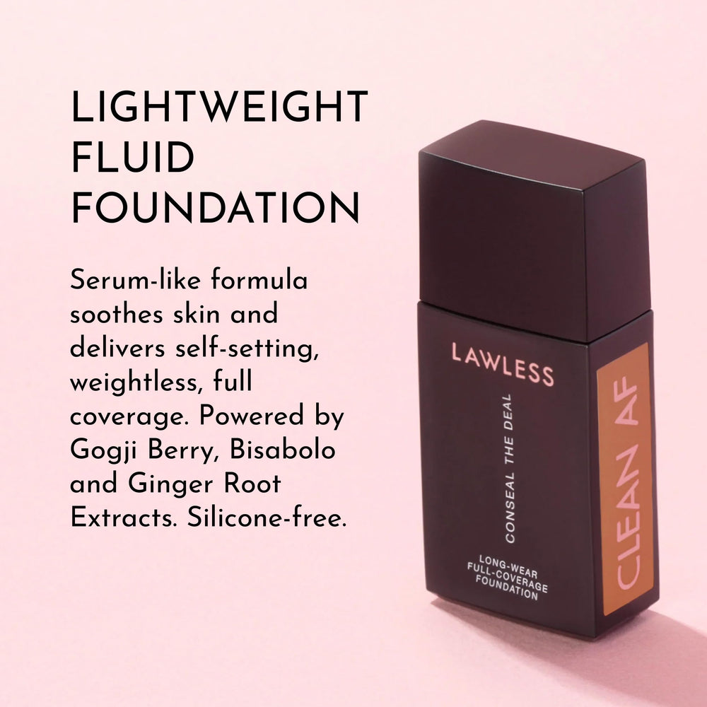 Lawless Conseal The Deal Camel texture swirl highlights a silky serum-like feel.