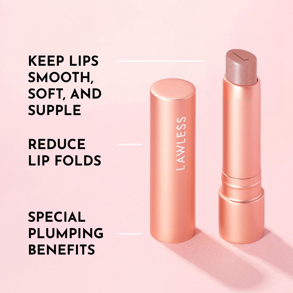Lawless Forget the Filler balm applicator closeup highlights precise, mess-free application for daily use.