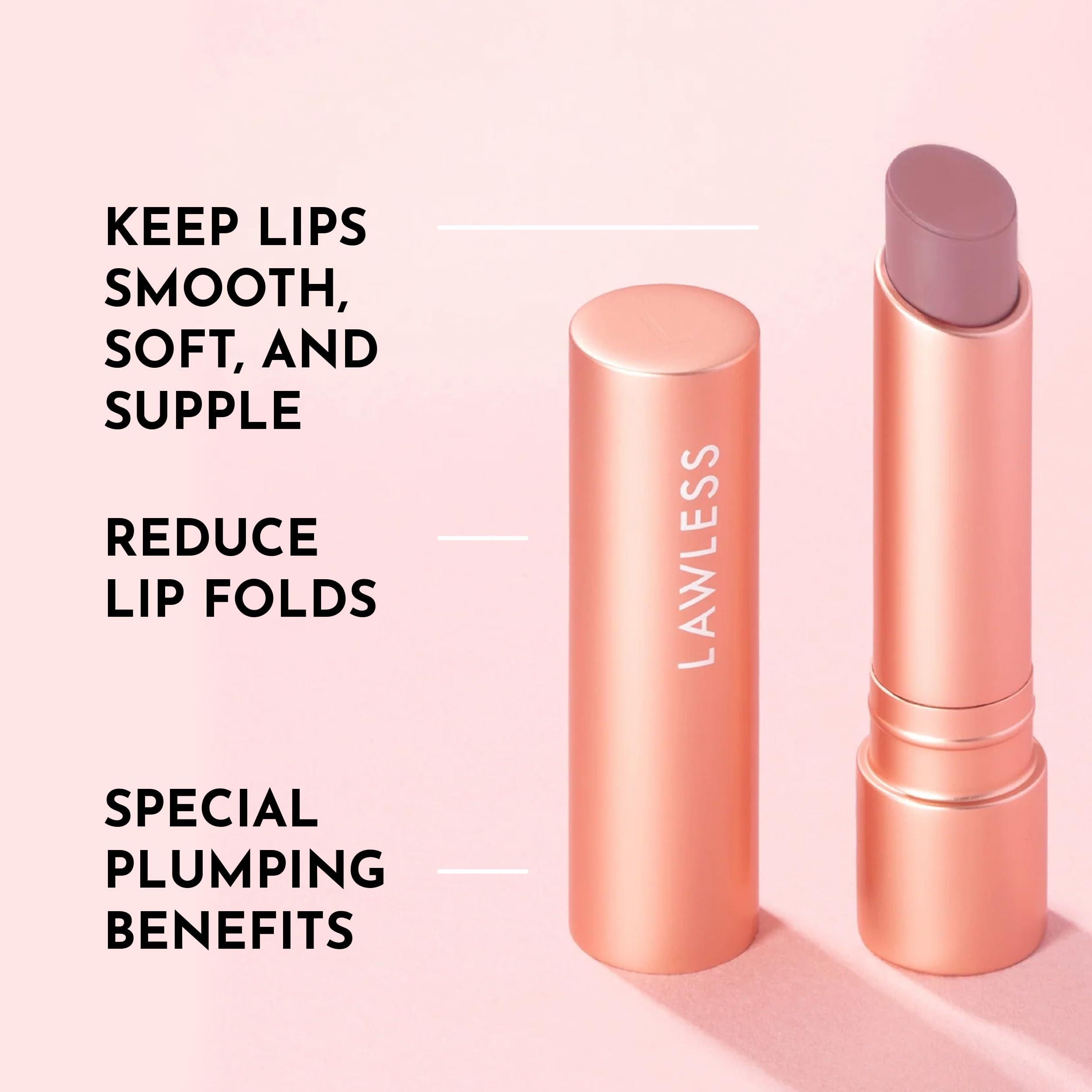 Lawless Forget the Filler balm swivel-cap detail highlights portable on-the-go treatment.