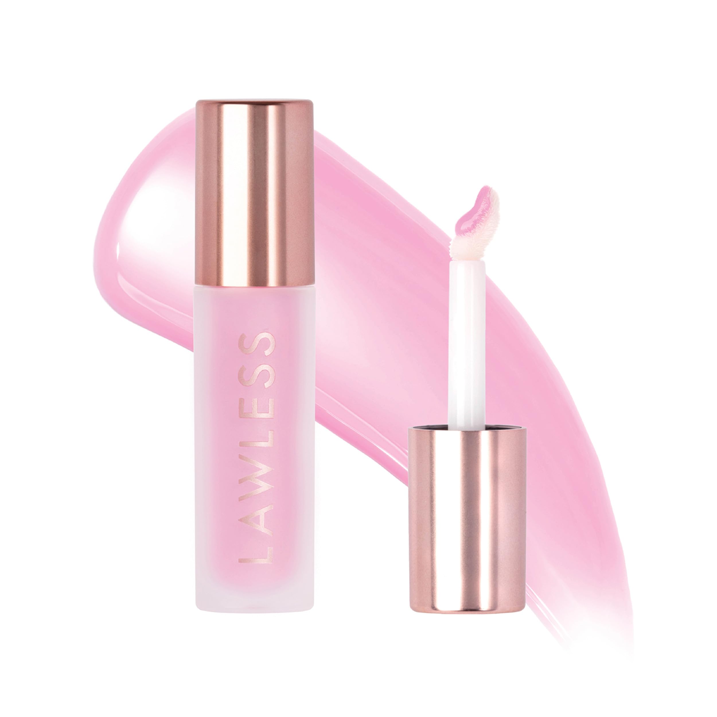 Lawless Forget the Filler bottle application showing a smooth, glossy finish for hydrated lips