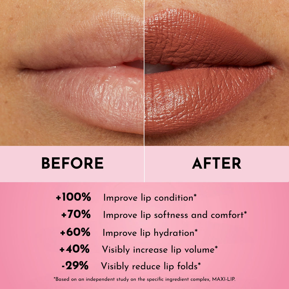 Lawless Forget the Filler Cookie lipstick on lips for natural everyday look