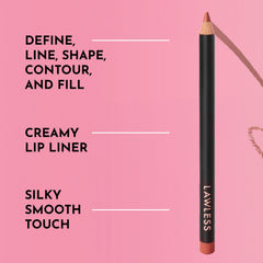 Lawless Forget the Filler Definer Liner Cinnamon swatch on lips emphasizes subtle color and even contour