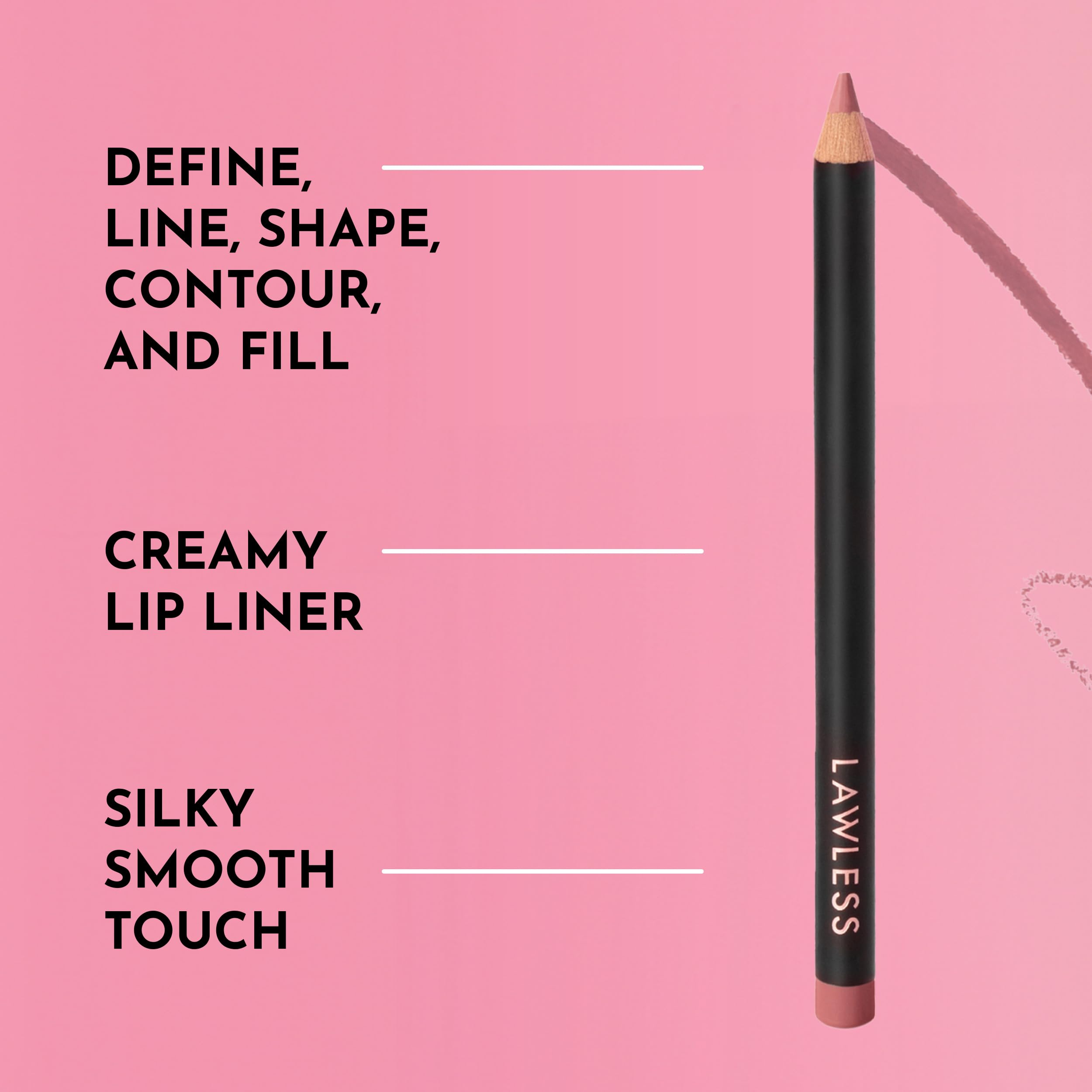 Pink Slip lip liner from Lawless delivers creamy texture and weightless comfort.