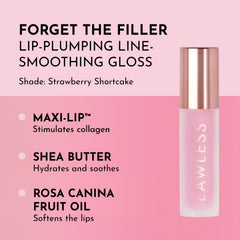Application close-up of Lawless Forget the Filler gloss on lips