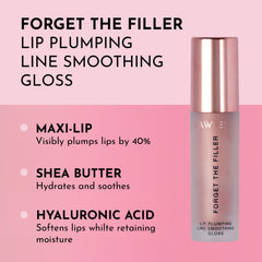 Lawless Forget the Filler Candy Sky gloss swatch on lips for shine and hydration.