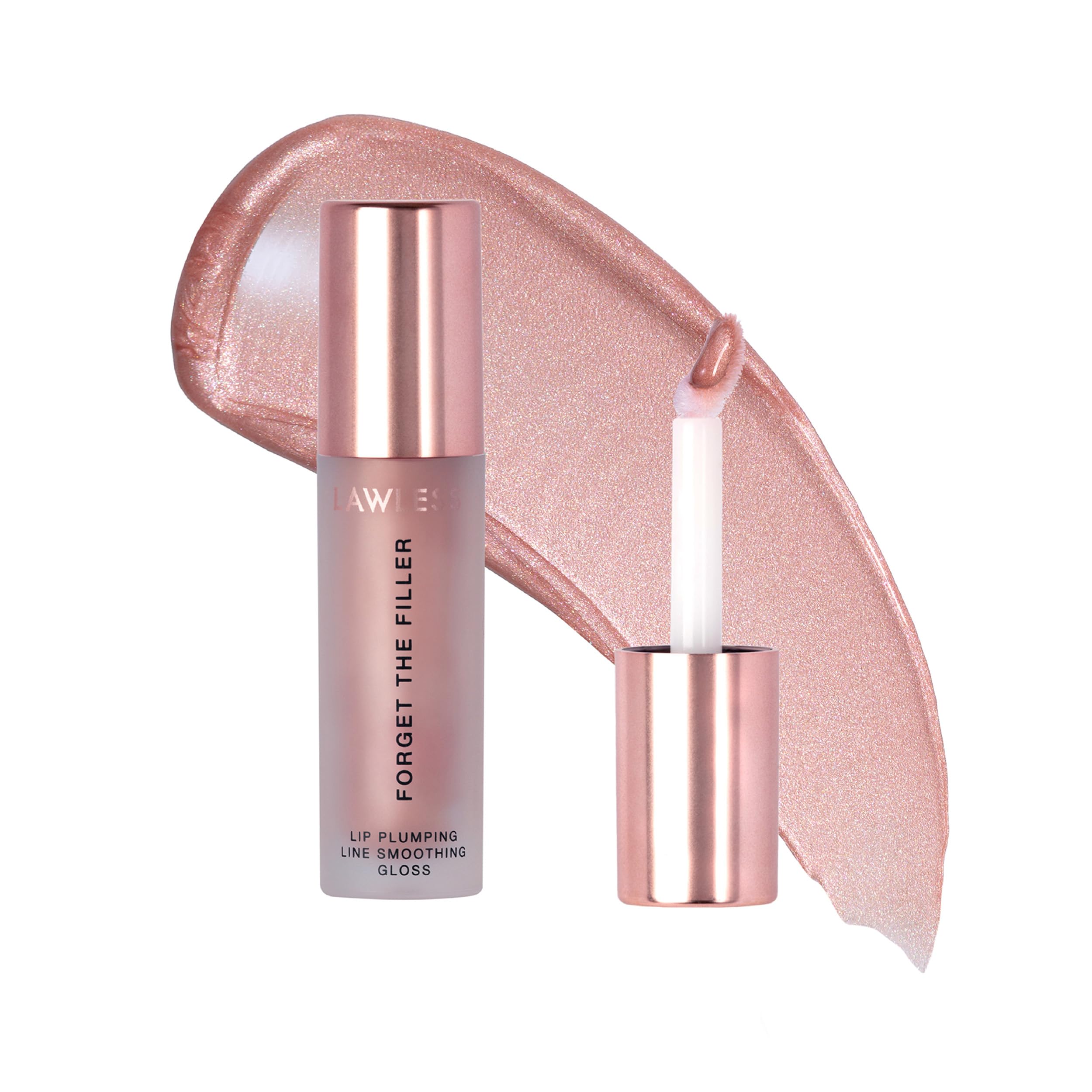 Lawless Forget the Filler Candy Sky gloss close-up on tube for smooth, shiny lips.