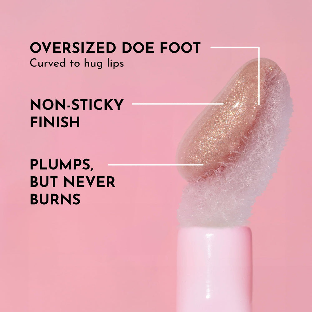 Lawless Forget the Filler Candy Sky gloss on lips with glossy wet-look finish.
