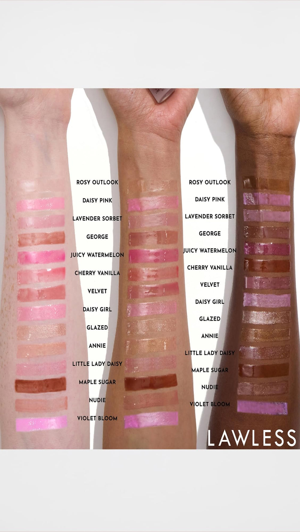 Lawless Daisy Pink lip gloss seal confirms cruelty-free status.