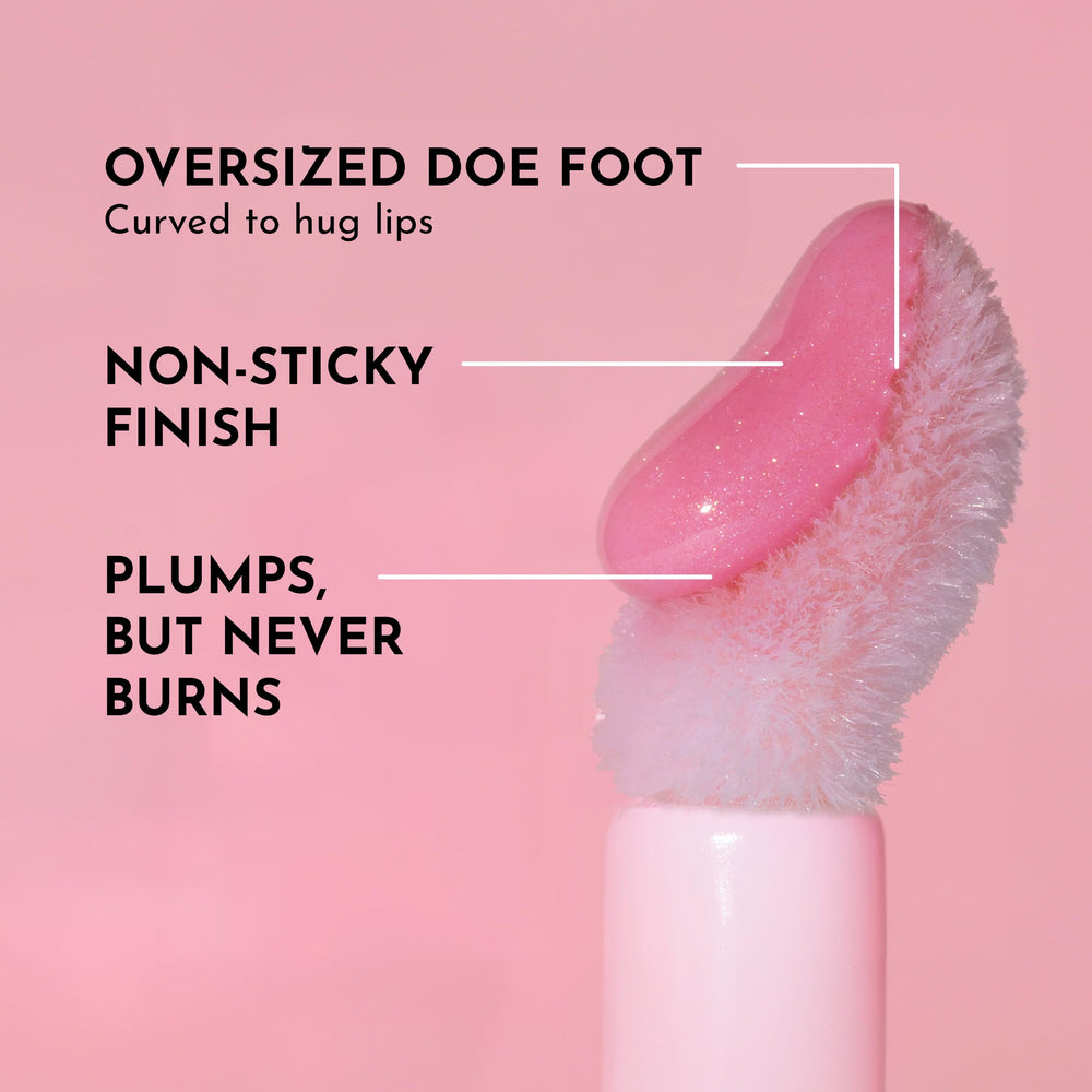 Lawless Forget the Filler gloss swatch reveals glassy shine and smooth lip surface