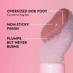 Nudie Pink shade swatch on lips showing soft rosiness and luminous shine