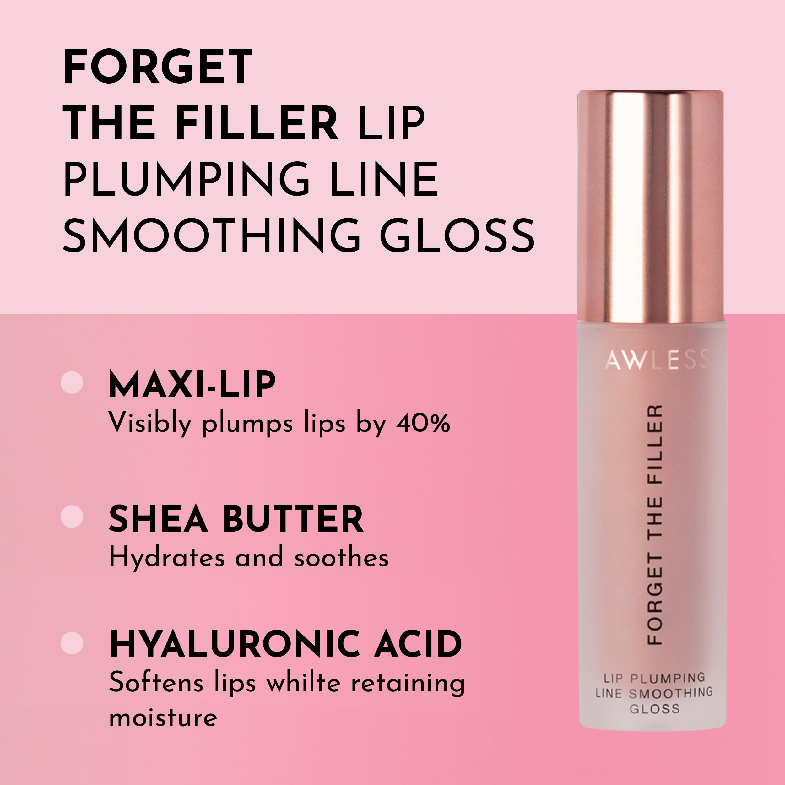 Close-up of Lawless Forget The Filler Lip Plumper applying gloss for glass-like shine