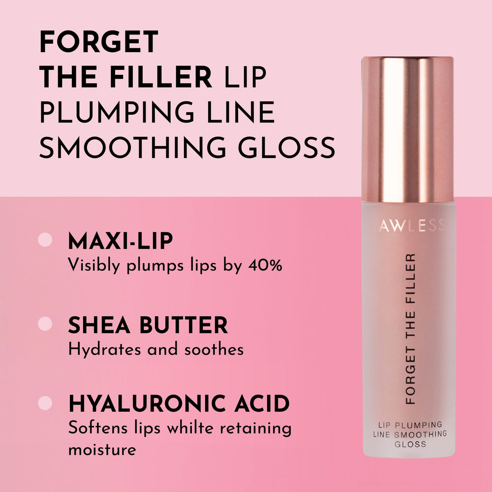 Close-up of Lawless Forget The Filler Lip Plumper applying gloss for glass-like shine