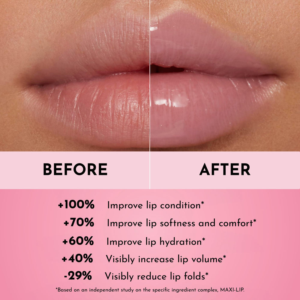 Lawless ultra-shiny gloss on lips delivering glass-like finish