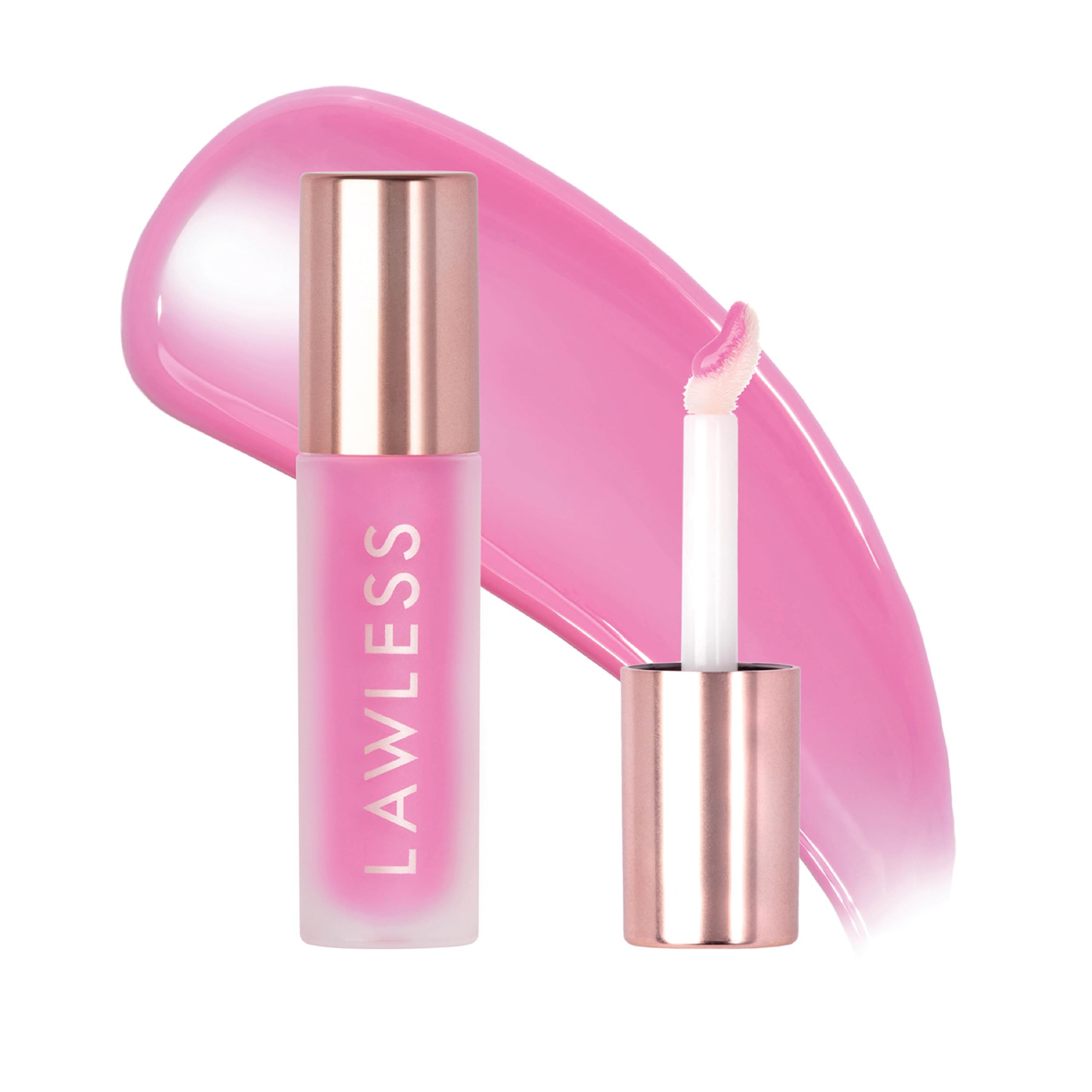 Lawless Forget the Filler gloss Strawberry Popsicle front view highlights glossy plump lips