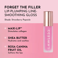 Lawless Forget the Filler gloss Strawberry Popsicle tube shows rich shine and conditioning