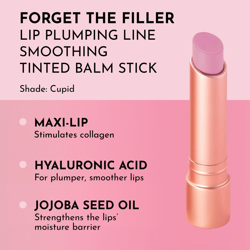 Close-up of LAWLESS balm on lips showing smooth, plump-looking Cupid tint