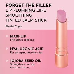 Close-up of LAWLESS balm on lips showing smooth, plump-looking Cupid tint