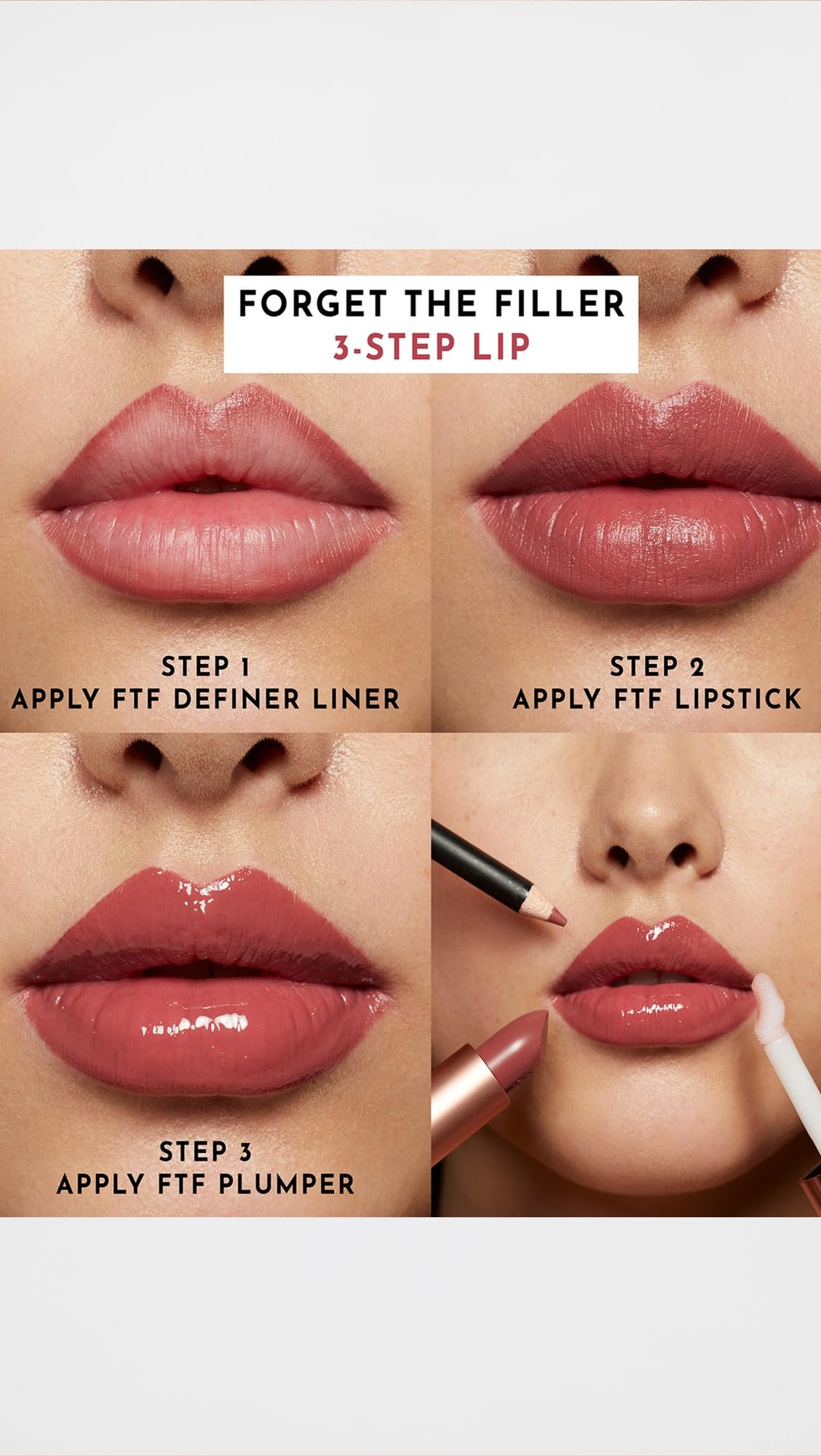 Lips after color application show softened lines and even tone.
